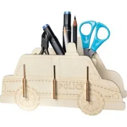 Holzbausatz Stiftehalter Polizeiauto, 23 x 13 cm