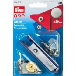 Prym Anorak-Druckknöpfe, matt alteisen, Größe: 20 mm Ø, Inhalt: 6 Stück