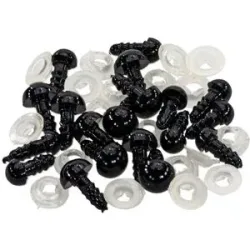 Tieraugen, schwarz, 10 + 12 mm, 20 Stück
