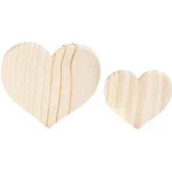 Herzen aus Holz, 11 cm und 16,5 cm, 2 Stück
