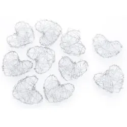 Draht-Herzen, silber, 4 cm, 10 Stück