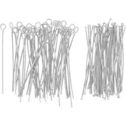 Kettel- und Nietstifte, silber, 4 cm, 100 Stück