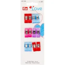 Prym Love Stoffklammern, bunt, Größe: 2,6 cm, Inhalt: 12 Stück