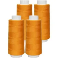 buttinette Overlockgarn im 4er-Pack, Stärke 120, 2500m-Spule, orange