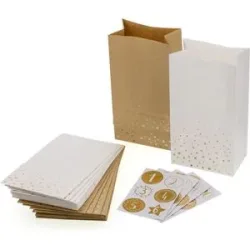 Heyda Adventskalendertüten-Set, natur-weiß-gold, 24 Stück