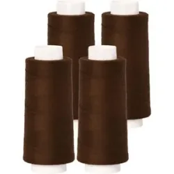 buttinette Overlockgarn im 4er-Pack, Stärke 120, 2500m-Spule, braun