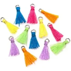 Mini-Quasten, bunt, 12 mm, 12 Stück