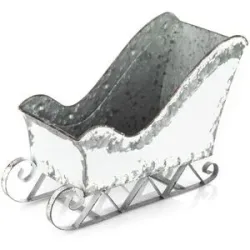 Metall-Schlitten, weiß-silber, 33 x 15 cm