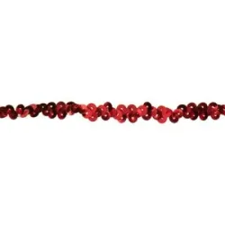 Elastik-Paillettenband, rot, Breite: 10 mm, Länge: 3 m