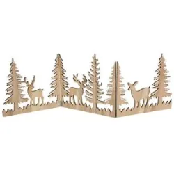 Bäume und Hirsche aus Holz, 67 x 22,5 cm