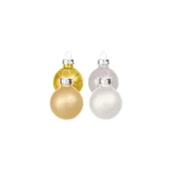 Weihnachtskugeln aus Glas, gold, creme, 2 cm Ø, 25 Stück