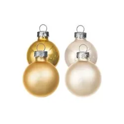Weihnachtskugeln aus Glas, gold, creme, 3 cm Ø, 12 Stück