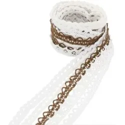 Klöppelspitzenpaket braun-creme, 10?12 mm, 5x 1 m