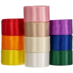 Satinbänderpaket, bunt, 25 mm, 10x 2 m