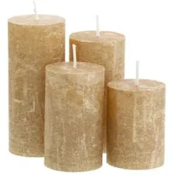 Rustikale Kerzen, gold-metallic, abgestuft, 4 Stück
