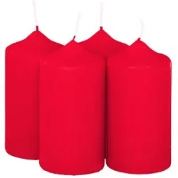 Stumpenkerzen, rot, in verschiedenen Farben, 4 Stück