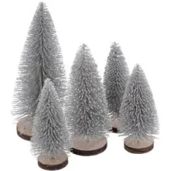 Deko-Tannenbäume, silber, 9?14,5 cm, 5 Stück