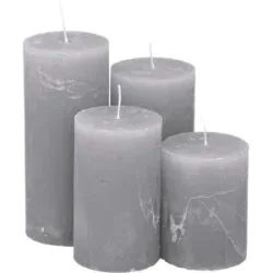 Rustikale Kerzen, grau, abgestuft, 4 Stück