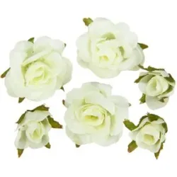 Rosenköpfe, creme, 1?2,5 cm Ø, 27 Stück