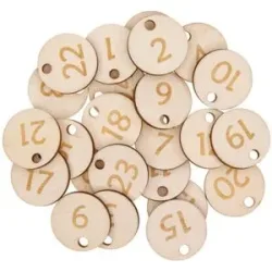 Adventskalenderzahlen aus Holz, 2,5 cm Ø