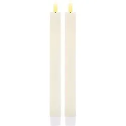 LED Stabkerzen aus Echtwachs, mit Timer, creme,  24,5 x 2,2 cm, 2 Stück