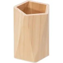 Stifteköcher aus Holz, 9 x 9 x 13 cm