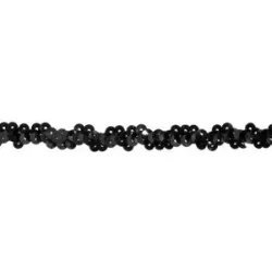 Elastik-Paillettenband, schwarz, Breite: 10 mm, Länge: 3 m