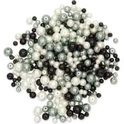 Glaswachsperlen, schwarz-grau-weiß, 4?8 mm Ø, 100 g