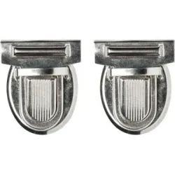 buttinette Steckschloss für Taschen, Größe: 32 x 38 mm, silber, Inhalt: 2 Stück