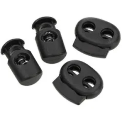 buttinette Kordelstopper-Set, schwarz, für Kordeln bis 8 mm Ø, Inhalt: 4 Stück
