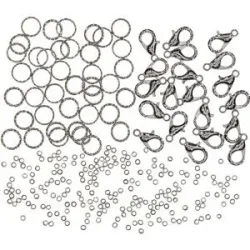 Großpack Verschluss- und Quetschperlen, silber