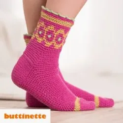 Häkelanleitung ? Häkelsocken mit Jaquardmuster aus Woll Butt Söckli