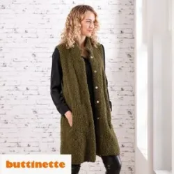 Strickanleitung ? Ärmellose Longjacke aus Woll Butt Bouclé
