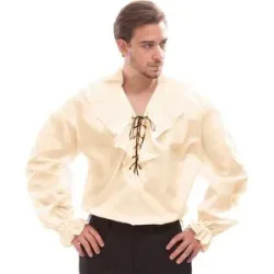 Rüschen-Hemd für Herren, beige