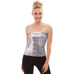 Pailletten-Bandeautop, silber