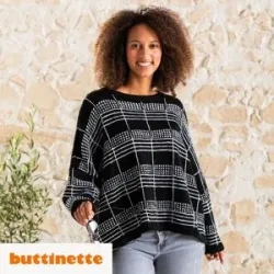 Strickanleitung ? Poncho-Pullover im Karodesign aus Woll Butt Versailles