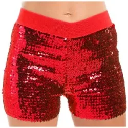 Pailletten-Hotpants, rot