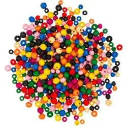 Holzperlenmix, groß, 6?8 mm, 50 g