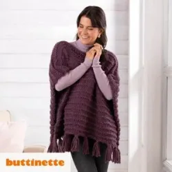 Strickanleitung ? Poncho mit Fransen aus Woll Butt Primo Emmi