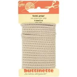 buttinette Baumwoll-Kordel für Bekleidung, greige, 4 mm Ø, Länge: 5 m