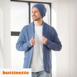 Strickanleitung ? Herrenjacke mit Schalkragen aus Woll Butt Innsbruck