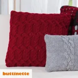 Strickanleitung ? Kissen mit Zopfgitter aus Woll Butt Heidi