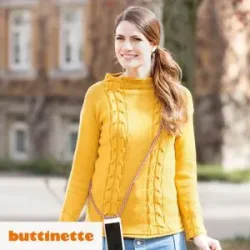 Strickanleitung ? Pullover mit Zopfstreifen aus Woll Butt Primo Madeleine