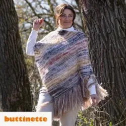 Strickanleitung ? Poncho mit Fransen aus Woll Butt Primo Amira Color
