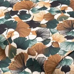 Baumwollstoff Ginkgo Blätter ?Sina?, weiß-color