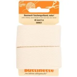 buttinette Baumwoll-Taschengurtband, natur, Breite: 4 cm, Länge: 2 m