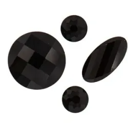 Facettierte Glasperlen, schwarz, 4 Stück