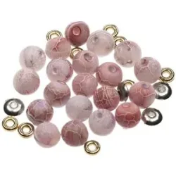 Natursteinperlen, rosa, 8 mm Ø, 35 Teile