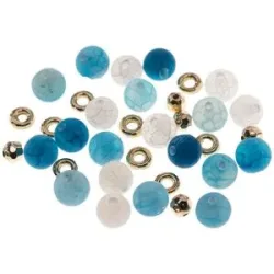 Natursteinperlen, blau, 8 mm Ø, 35 Teile