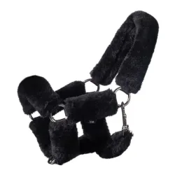 HKM Halfter mit Kunstfell Hobby Horsing - Schwarz -  Grösse: 1 Stück, Farbe: Schwarz